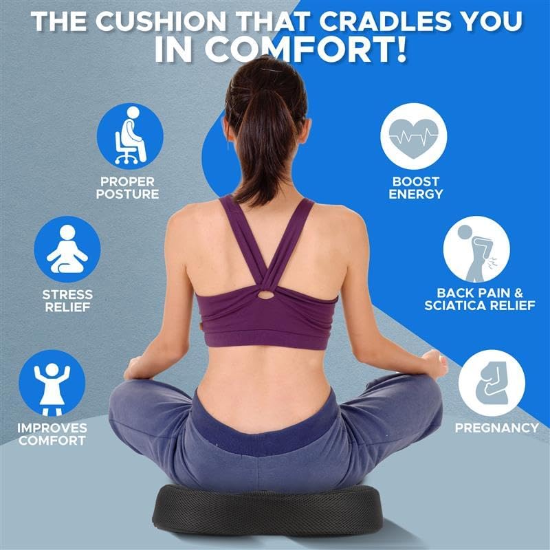 EcoNour Comfortable Donut Pillow Seat Cushion | Memory Foam Ideal for Postpartum Recovery | Hemorrhoid Relief, Sciatica, Hip & Coccyx Pain Relief | Perfect for Office Workers & Long-Distance Drivers
