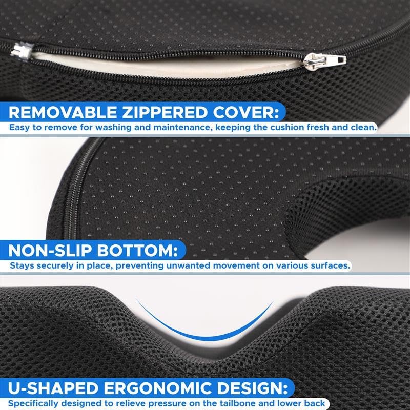 EcoNour Comfortable Donut Pillow Seat Cushion | Memory Foam Ideal for Postpartum Recovery | Hemorrhoid Relief, Sciatica, Hip & Coccyx Pain Relief | Perfect for Office Workers & Long-Distance Drivers