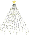 EcoNour 1.5m Cluster Tree Lights | 200 LED String Lights with Ring and 12 Garlands | 8 Modes LED String Lights for Christmas Trees (150cm & 180cm) | Warm White Light for Indoor and Outdoor