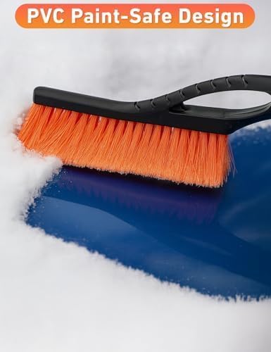 EcoNour 27" Aluminum Ice Scraper for Car Windscreen (Orange) | Weaved Bristle Head with Metal Body Ice Scrapers | Tough Ice Scraper with Foam Grip Snow Removal Winter Car Accessories