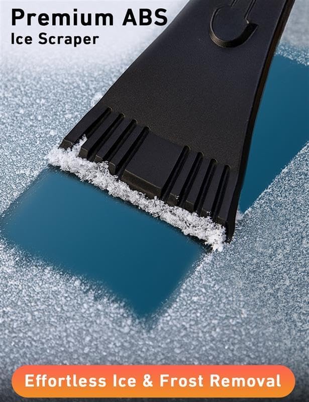 EcoNour 27" Aluminum Ice Scraper for Car Windscreen (Orange) | Weaved Bristle Head with Metal Body Ice Scrapers | Tough Ice Scraper with Foam Grip Snow Removal Winter Car Accessories